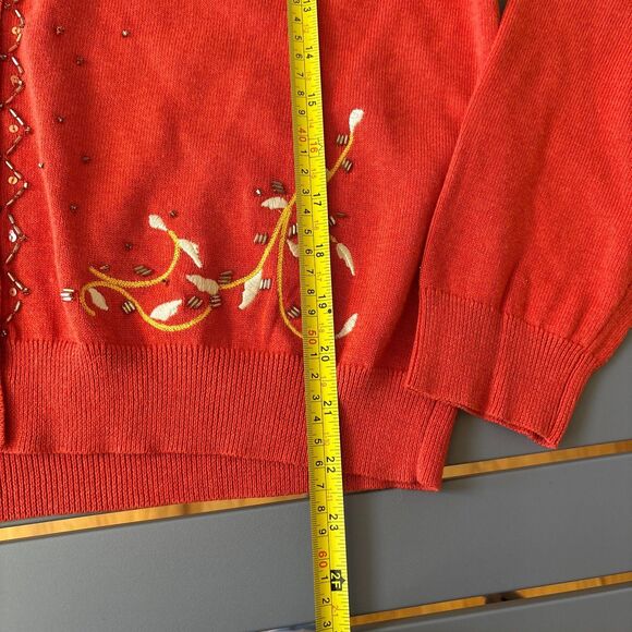 Sundance Cardigan Womens L Orange Salado Paisley Floral Embroidery Sequin NEW - Picture 7 of 11